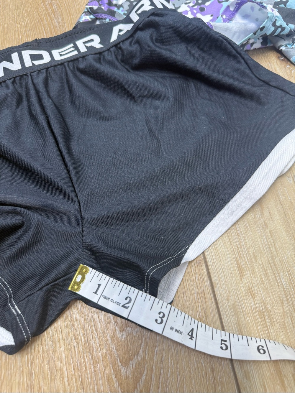 Under Armour Purple, Teal & Black Camo + Black Athletic Shorts 2 Pair Girls L - Picture 8 of 10